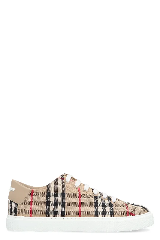 Shoes with light soles -BURBERRY Checkered Design Motif Women's Sneakers