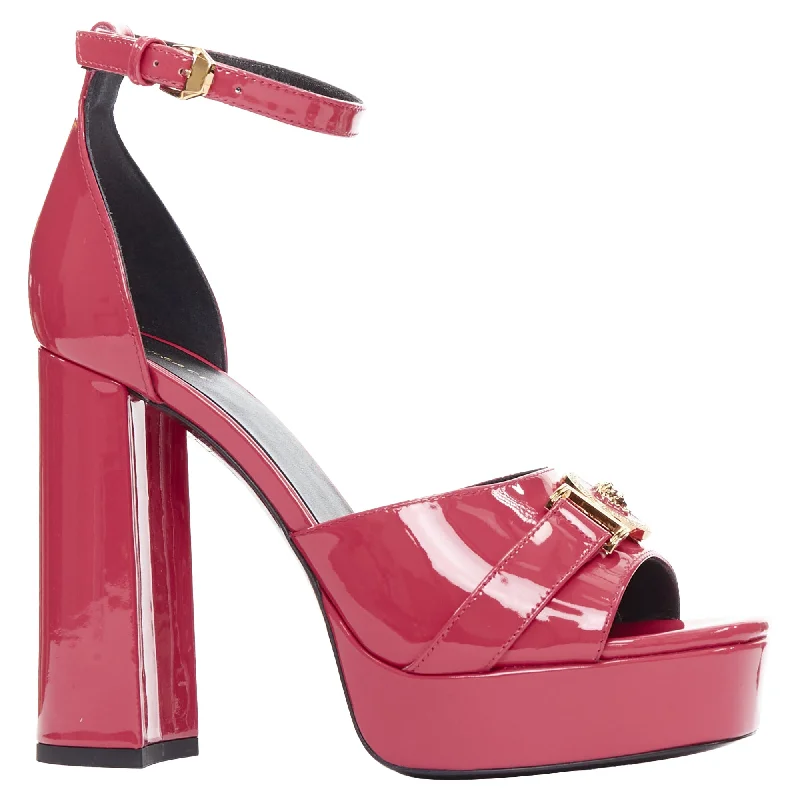 Soft high heels for gentle wear-Versace Tribute Medusa Emblem Open Toe Platform Sandal