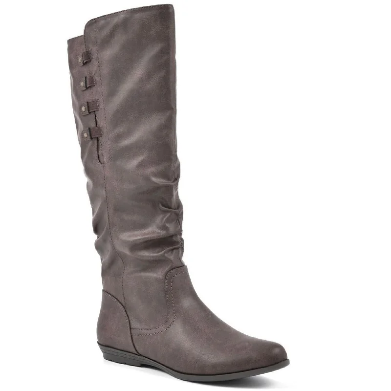 Boots with contoured heel padding -Cliffs by White Mountain Womens Francie Faux Leather Slouchy Knee-High Boots