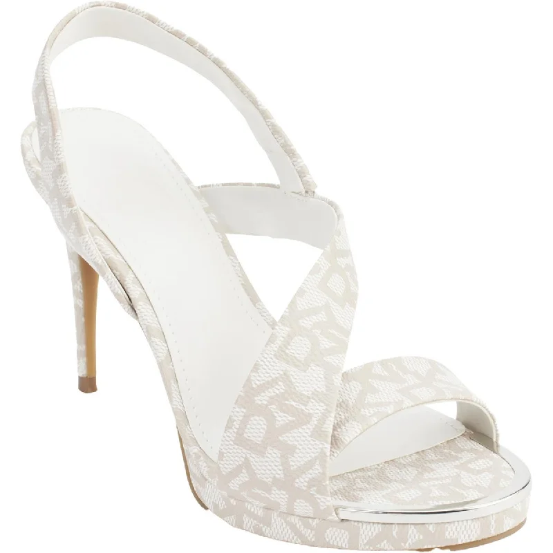 sandals for walking through sunny streets-DKNY Womens Diva Faux Leather Logo Slingback Heels