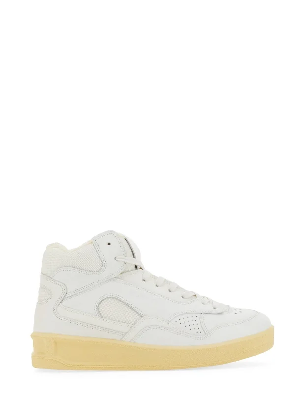 Shoes with dense mesh -JIL SANDER High-Top Sneaker with Vulcanized Rubber Sole - 4 cm