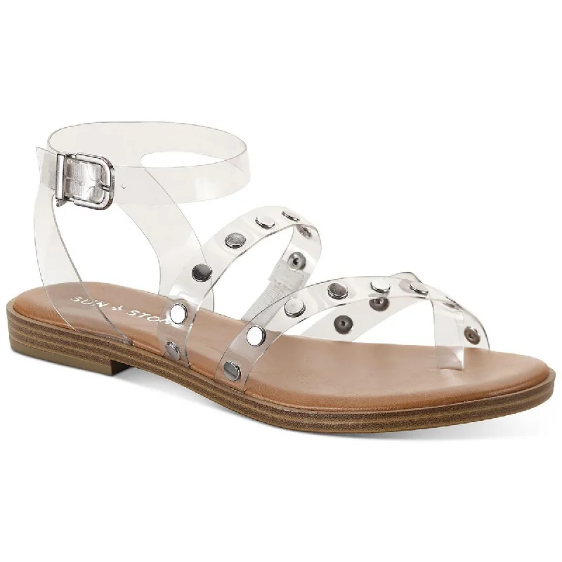 sandals for summer barbecues-Sun + Stone Womens Studleyyc Flat Ankle Strap Thong Sandals