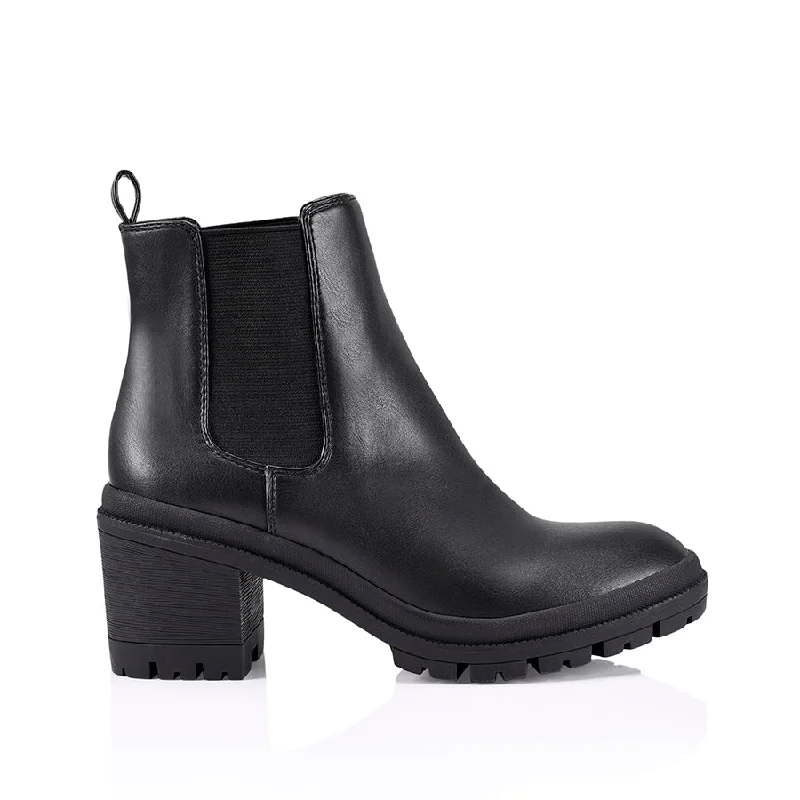 Boots with tiny air vents -Georgia Chunky Combat Boots - Black Smooth