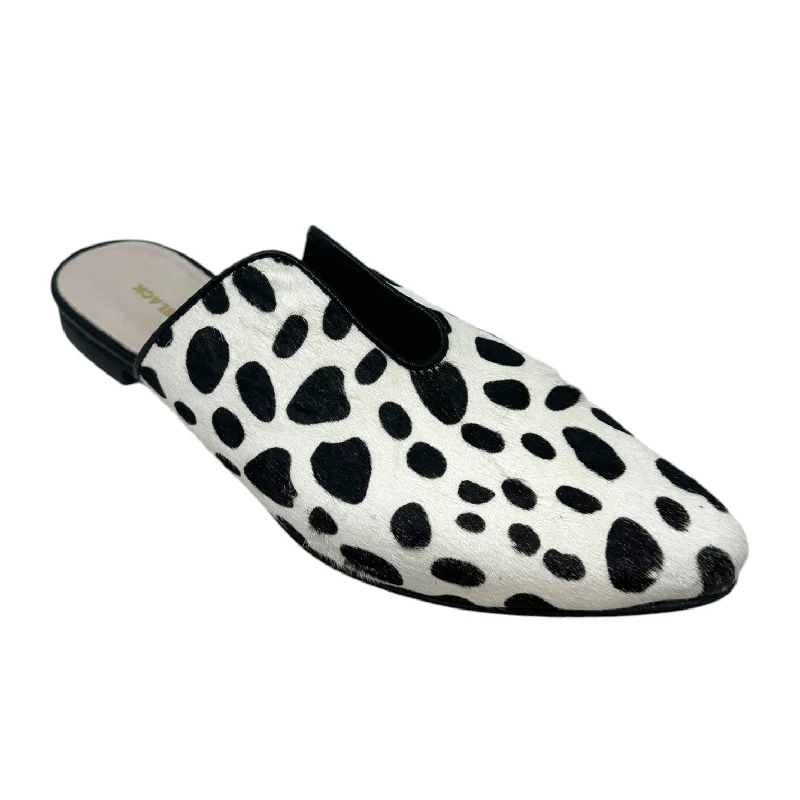 Flats with robust sole layers -Cow Print Mules Shoes Flats By All Black In Animal Print, Size: 7