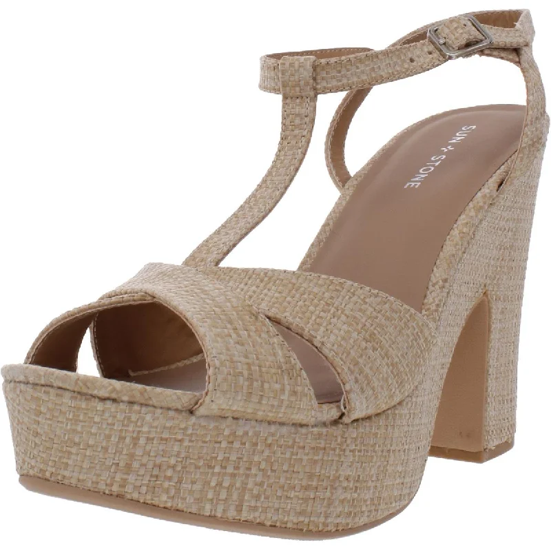 sandals with thick sole for comfort-Sun + Stone Womens Jamie Woven Ankle Strap Platform Sandals