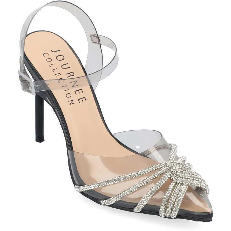 sandals for long summer strolls-Journee Collection Womens Eleora Rhinestone Faux Leather Ankle Strap