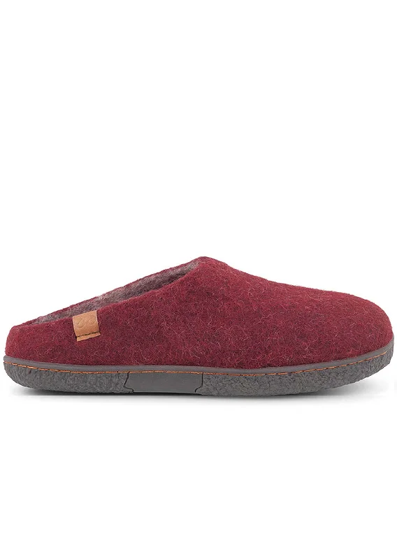 Slippers for mindful naps -Wool by Green Unisex Tibet Rubber Sole Open Heel Slippers