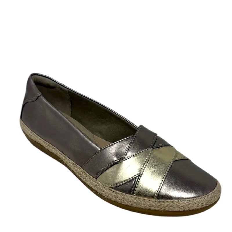 Flats for indoor summer hangouts -Danelly Shine Loafers By Clarks In Pewter Gold, Size: 7.5