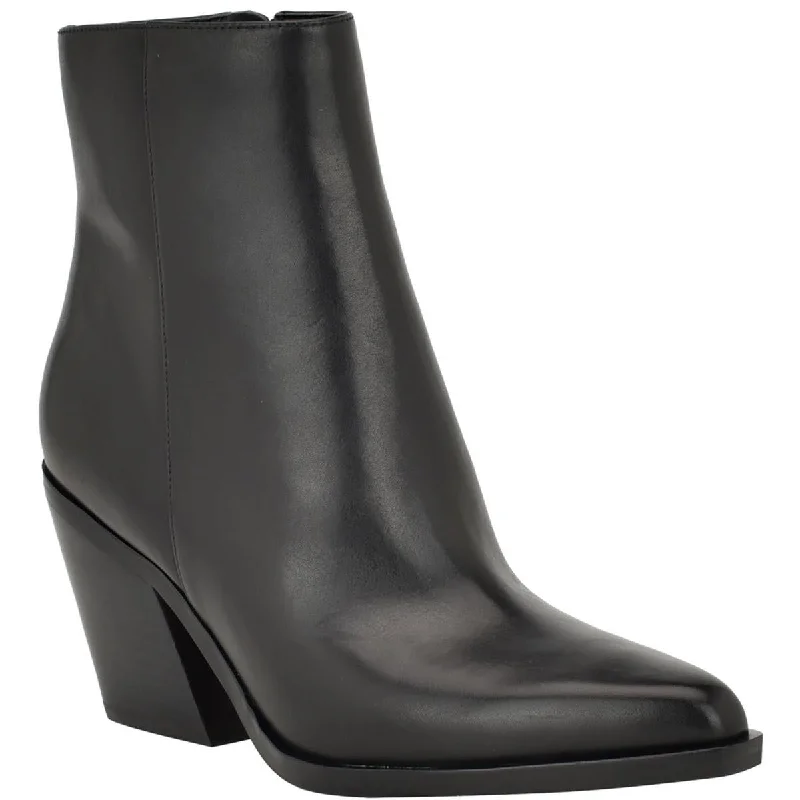 Boots with reliable heel grips -Calvin Klein Womens Fallone Leather Block Heel Mid-Calf Boots