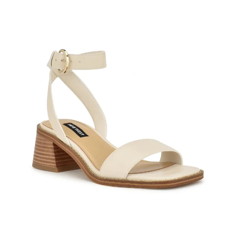 sandals with eco-conscious design-Nine West Womens Torah Faux Leather Block Heel Ankle Strap