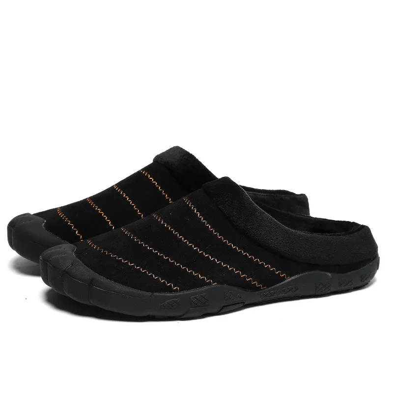 Slippers with airy knit -Men's Plus Fleece Warm Cotton Slippers