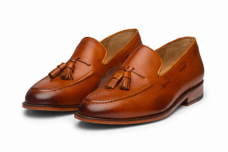 Stylish loafers for city evenings-Tassel Loafers - Tan