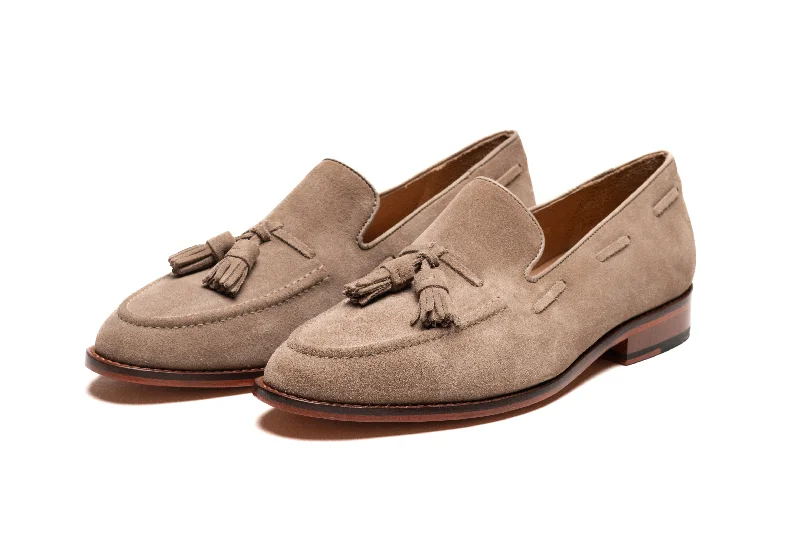 Slip-on loafers for quick evenings-Tassel Loafers - Taupe Suede