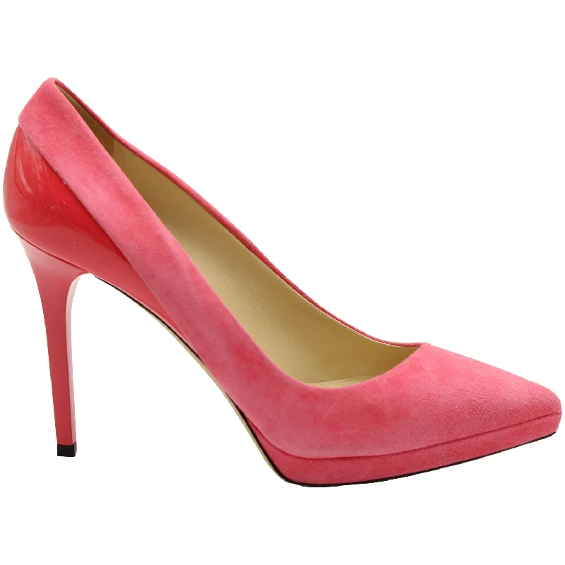 Comfortable high heels for evening strolls-Jimmy Choo Point-Toe Pumps in Pink Suede