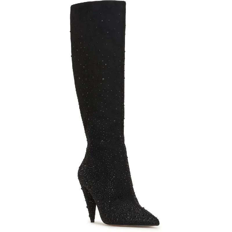 Boots with sleek heel designs -Jessica Simpson Womens Maryeli Faux Suede Embellished Knee-High Boots