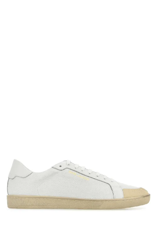 Shoes with vivid flair -SAINT LAURENT Chalk Leather SL/39 Sneakers for Men