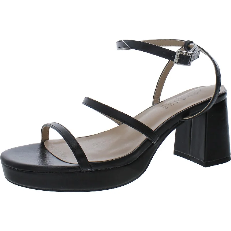 Soft high heels for cozy evenings-Journee Collection Womens Faux Leather Ankle Strap Pumps