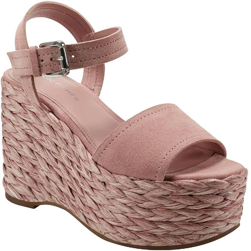 sandals with summer-ready design-Marc Fisher Womens Burian 2 Suede Woven Espadrille Heels