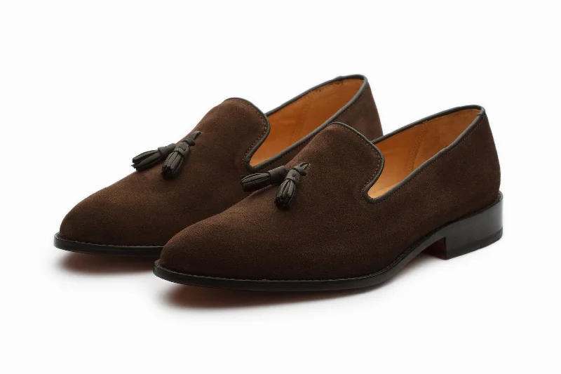 Comfortable loafers for relaxed nights-Tassel Loafers - Brown Suede