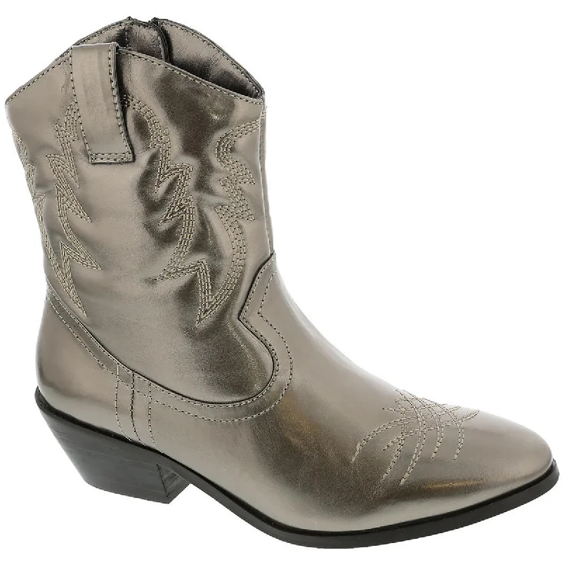 Boots with zigzag strap designs -Masseys Womens Reba Metallic Zipper Cowboy, Western Boots