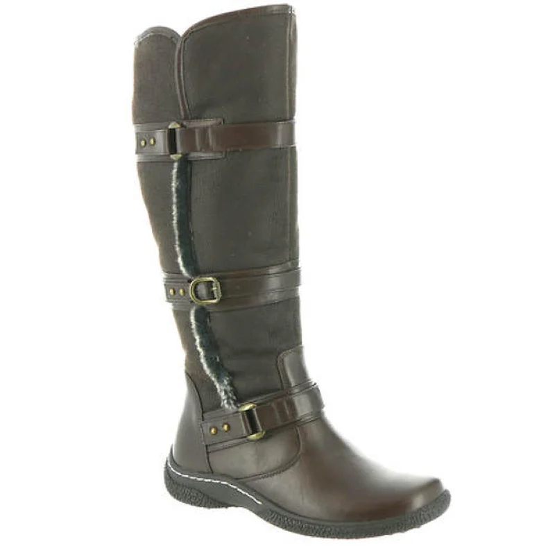 Boots for mild winter hikes -Wanderlust Womens Gabriella 2 Faux Fur Lined Faux Leather Knee-High Boots