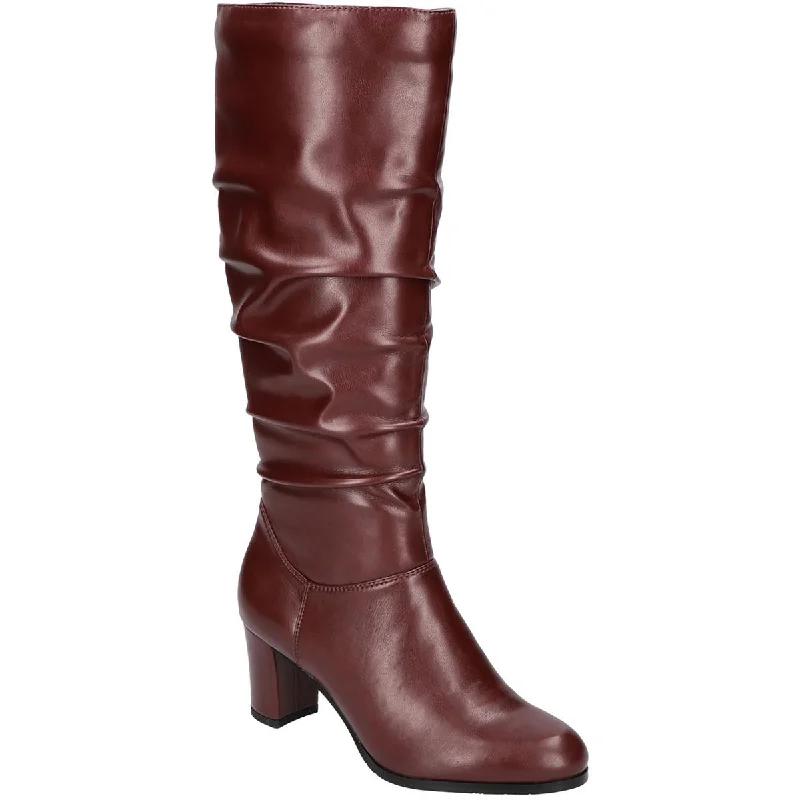 Boots with bold heel overlays -Easy Street Womens Tamara Tall Block Heel Knee-High Boots