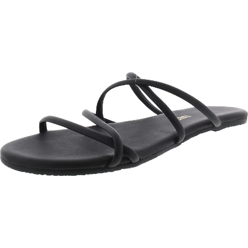 sandals with simple and elegant straps-Tkees Womens Sloane Leather Slip On Slide Sandals