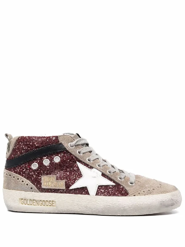 Shoes for weekend runs -GOLDEN GOOSE Mid Star Glitter Upper Suede Sneakers for Women