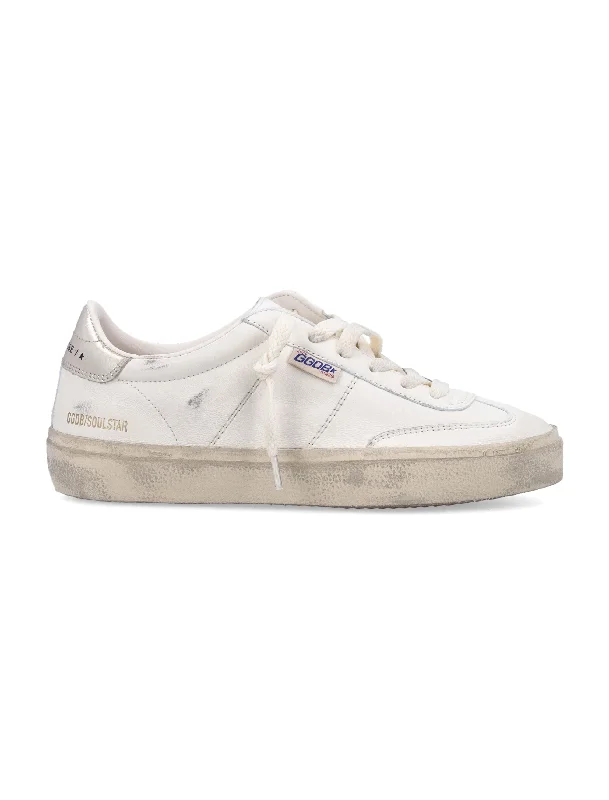 Shoes with cling beds -GOLDEN GOOSE Soul Star Distressed White Sneakers