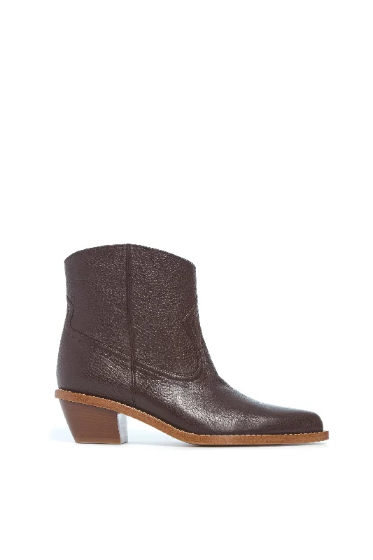 Boots with firm heel alignment -Leduc Ankle Boot in Chocolate Textured Leather