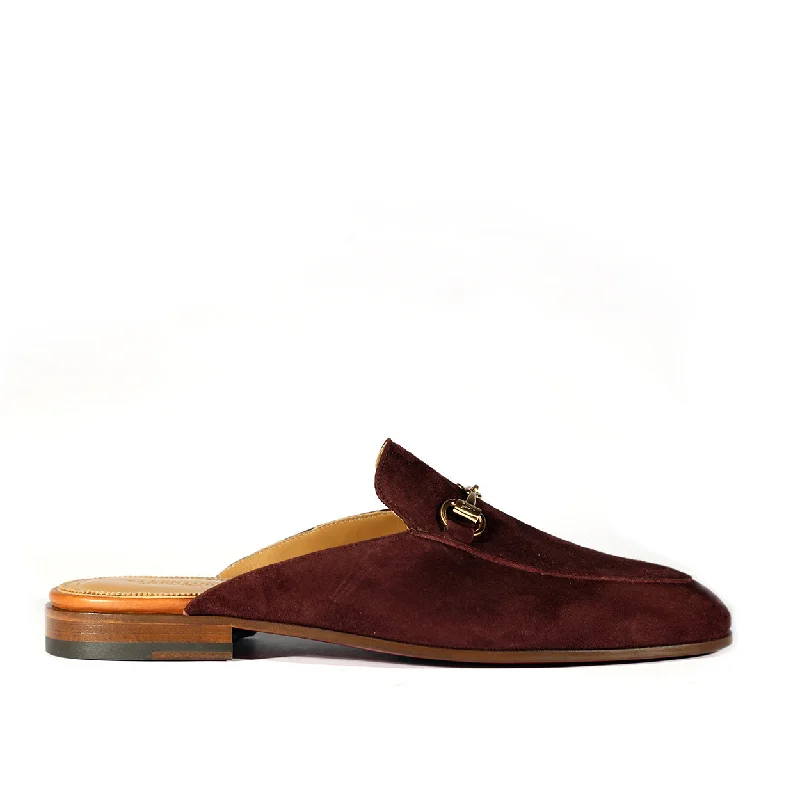 Slippers for light hush -Valentino 19700 Men's Shoes Amarone Suede Leather Slipper Mules (VAL1004)