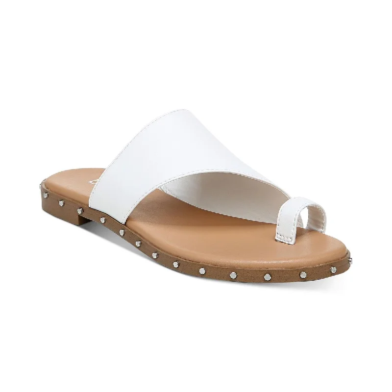 sandals with sporty design for comfort-Bar III Womens Hattiep Faux Leather Toe Loop Slide Sandals