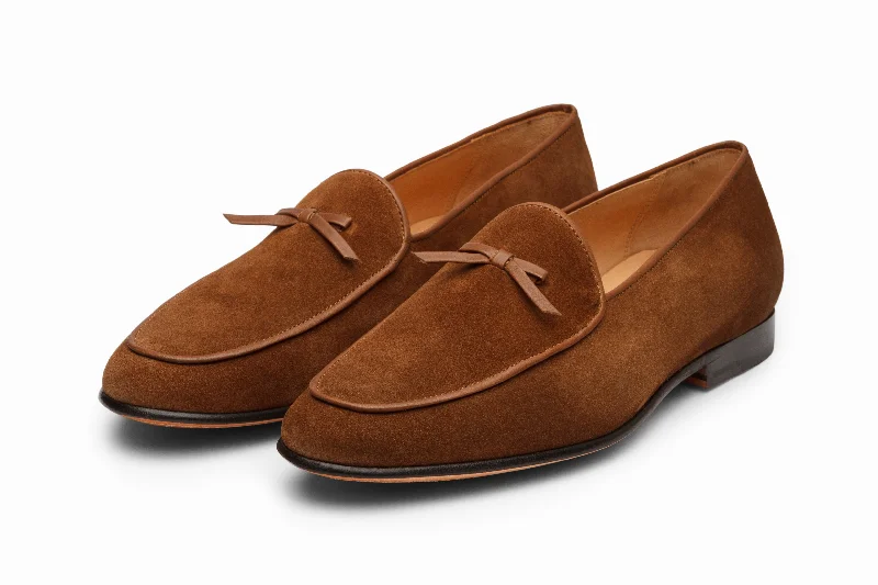 Slip-on loafers for easy nights-Belgian Loafers - Cognac Suede