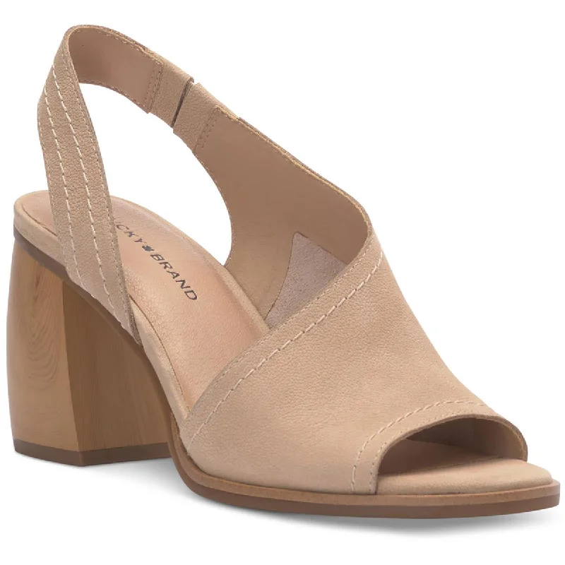 sandals for a relaxed look-Lucky Brand Womens Xilna Leather Slip On Slingback Heels