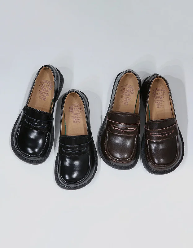 Cushioned loafers for gentle nights-Comfortable Retro Leather Wide Toe Box Loafers