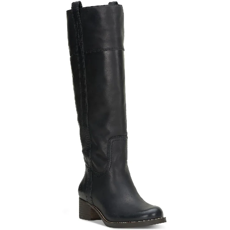 Boots with adjustable heel straps -Lucky Brand Womens Leather Riding Boots Knee-High Boots