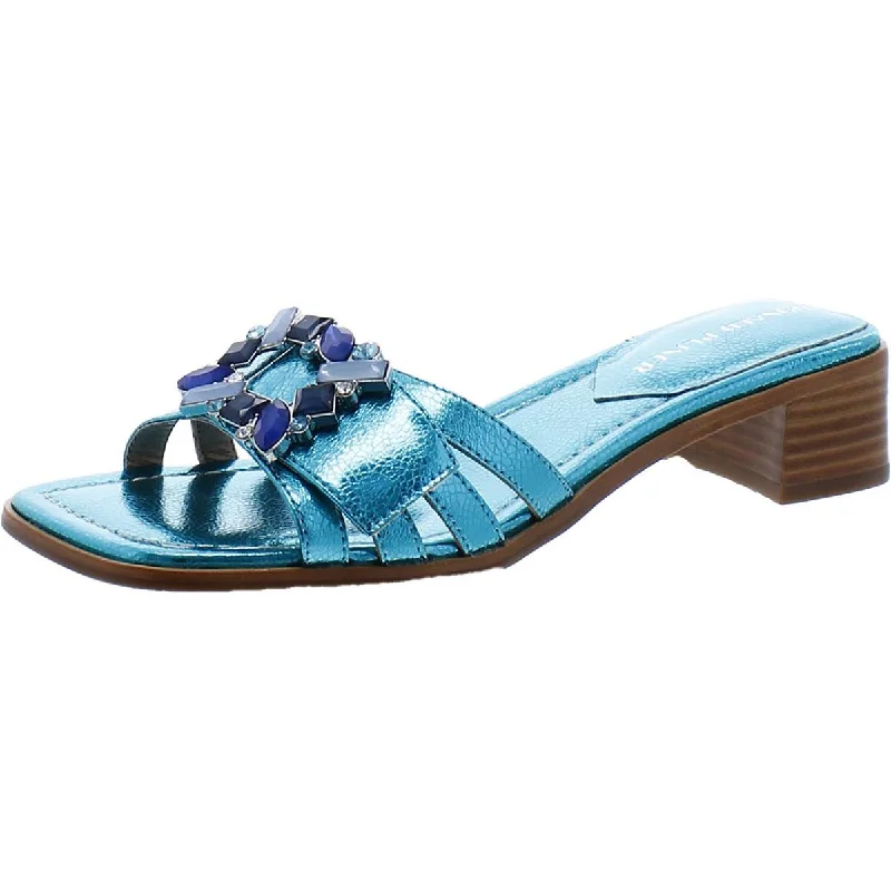 sandals for long summer days-Donald J. Pliner Womens BELLAMY Leather Slip On Slide Sandals