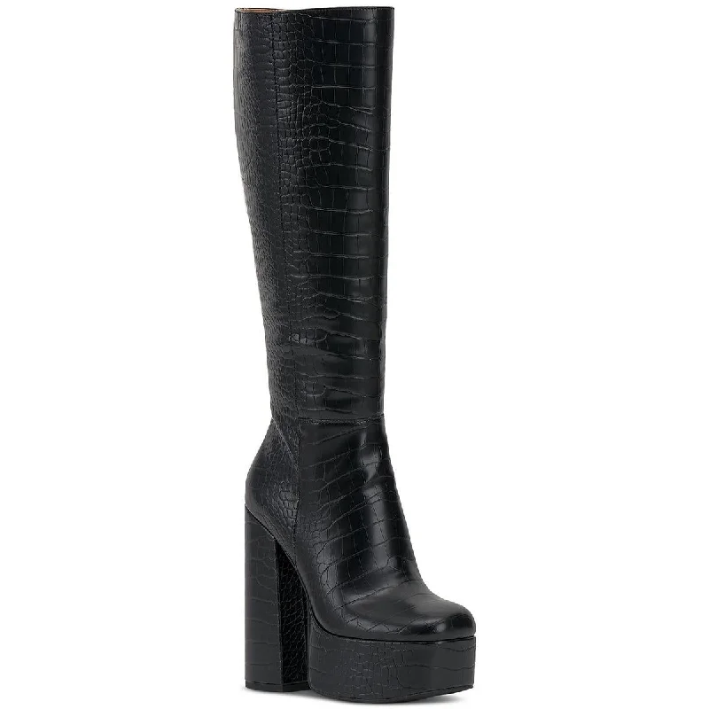 Boots with cushy heel linings -Jessica Simpson Womens Samah Faux Leather Over-The-Knee Boots