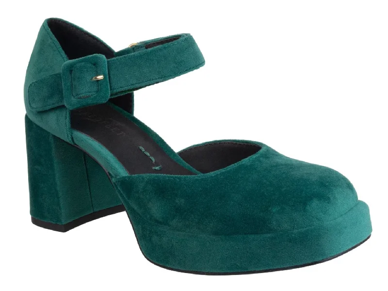 Best high heels for office evenings-NAKED FEET - ESTONIA in EMERALD Heeled Clogs