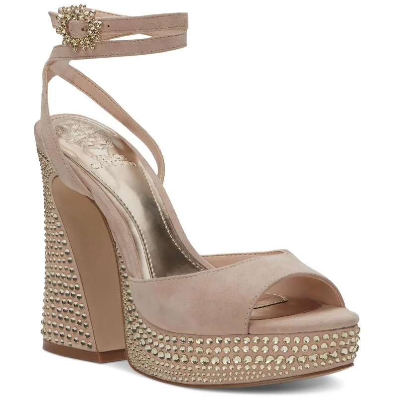 sandals with comfortable footbed for long use-Vince Camuto Womens Leather Open Toe Platform Heels