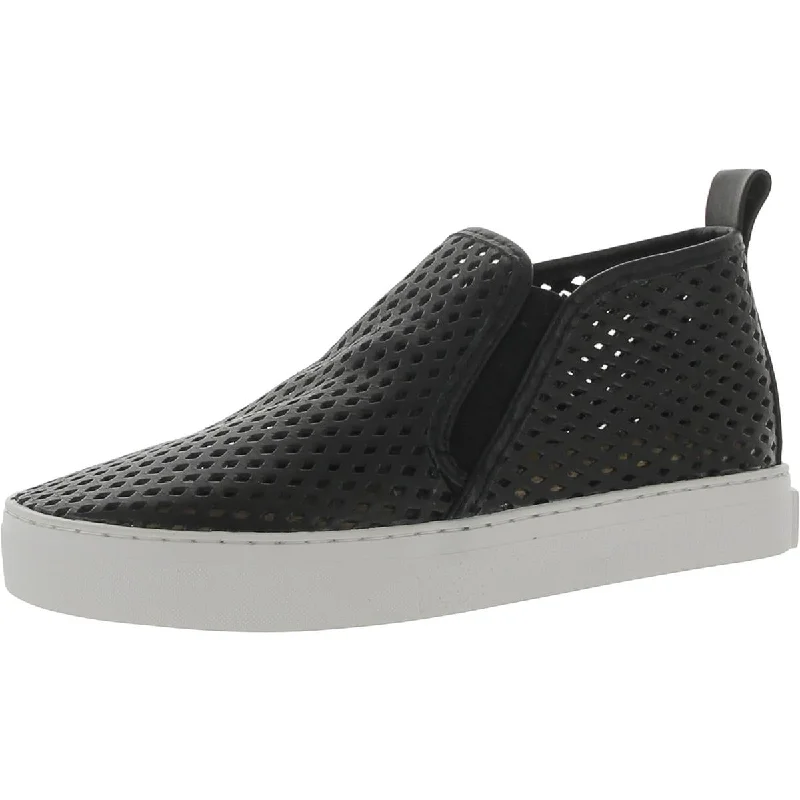 Clean shoes for basic kits -Jibs Womens Mid Rise Leather Perforated Slip-On Sneakers