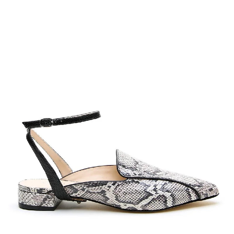 Comfortable loafers for relaxed evenings-Python Pointed Loafer + Rattlesnake Black Marilyn Strap