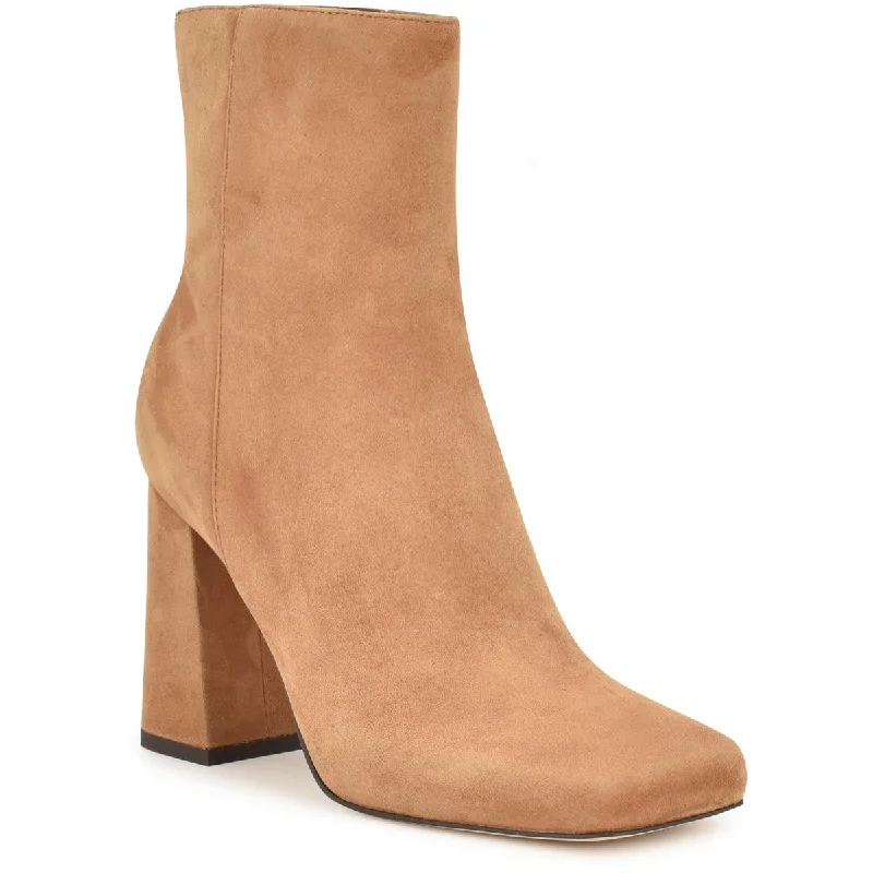 Boots for women with heel relief -Nine West Womens Spice Suede Square Toe Mid-Calf Boots