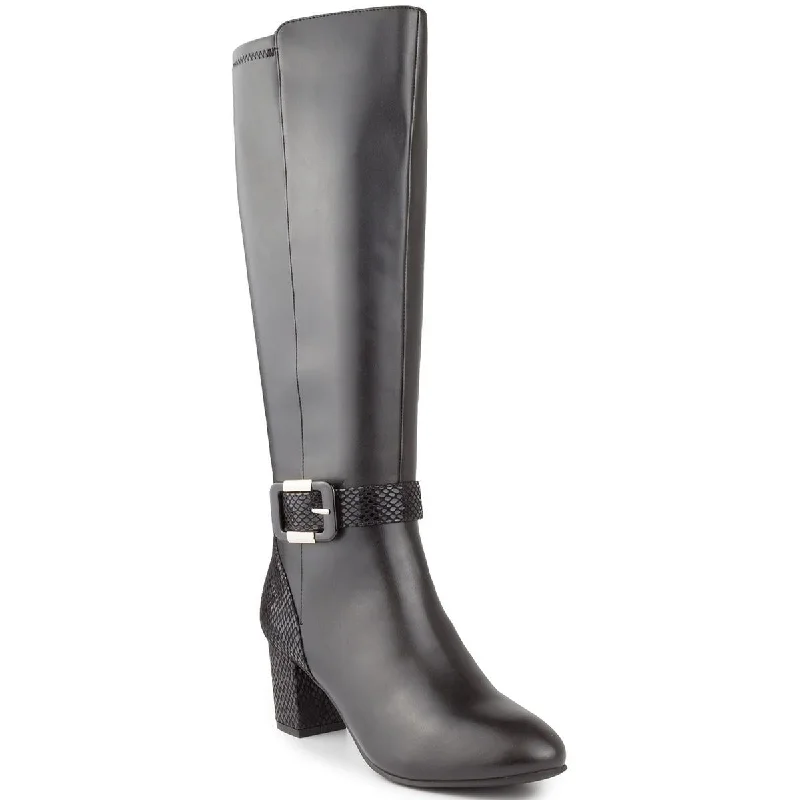 Boots with shielded heel areas -Karen Scott Womens Isabell Faux Leather Knee-High Boots