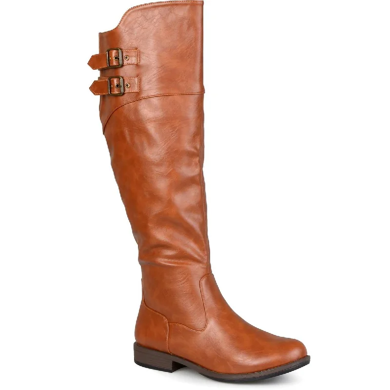 Boots with standout brand emblems -Journee Collection Womens Tori Wide Calf Leather Wide Calf Knee-High Boots