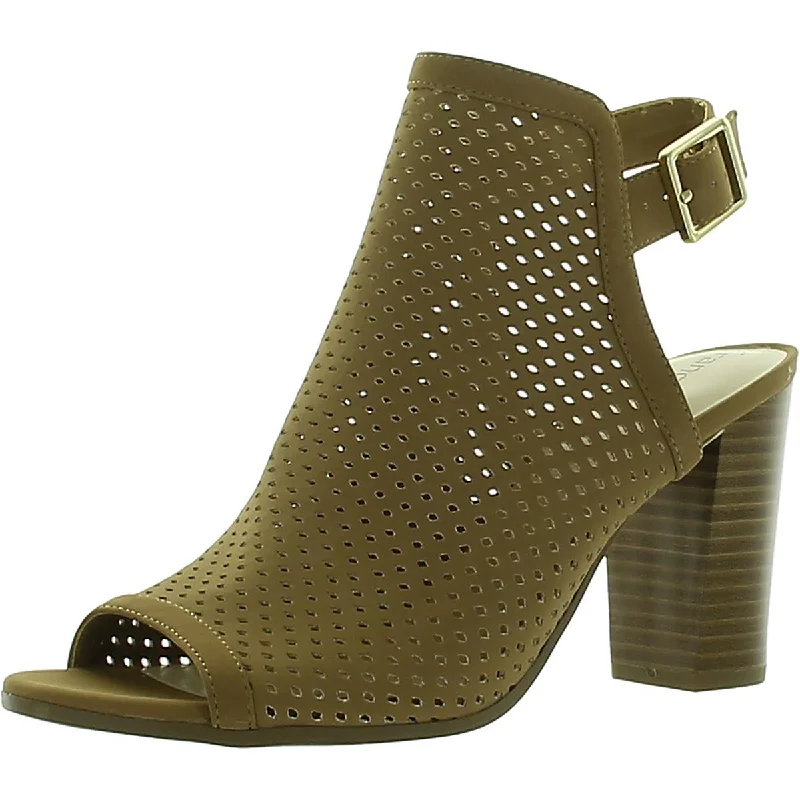 sandals with padded soles-Francesca's Womens Elaine Faux Leather Perforated Mule Sandals