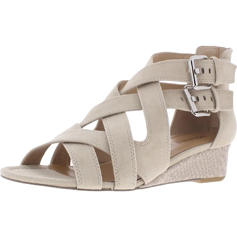 sandals for dinner events-Donald J. Pliner Womens Valencia Suede Open Toe Wedge Sandals