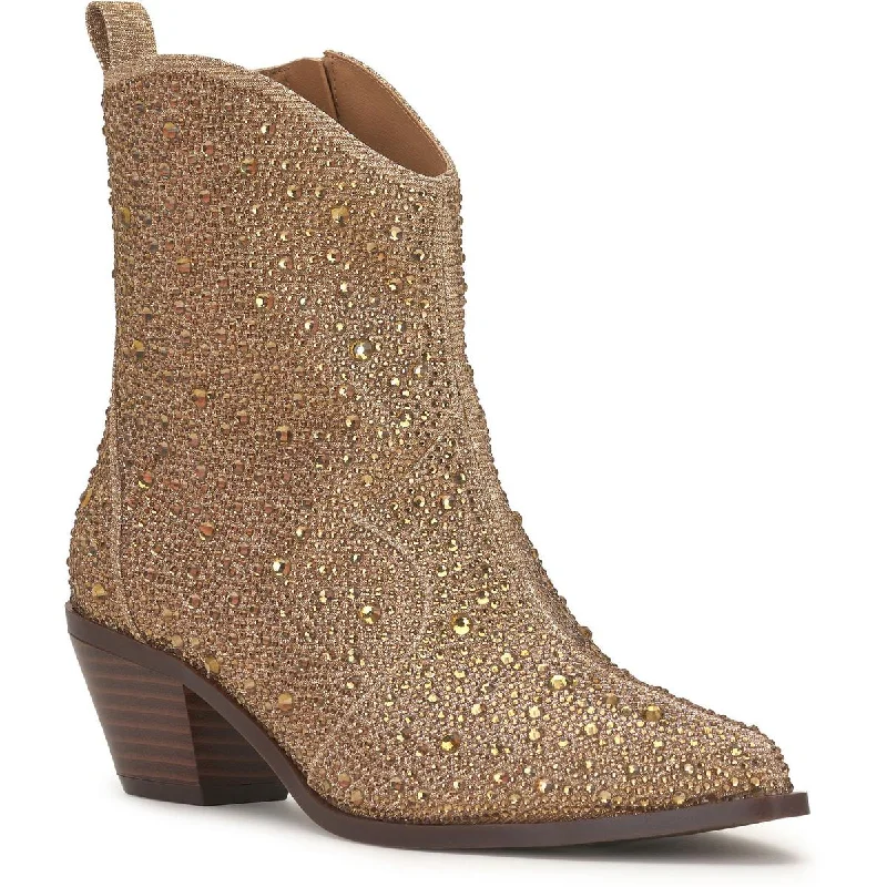 Boots with light heel linings -Jessica Simpson Womens Gold Ankle Zipper Cowboy, Western Boots