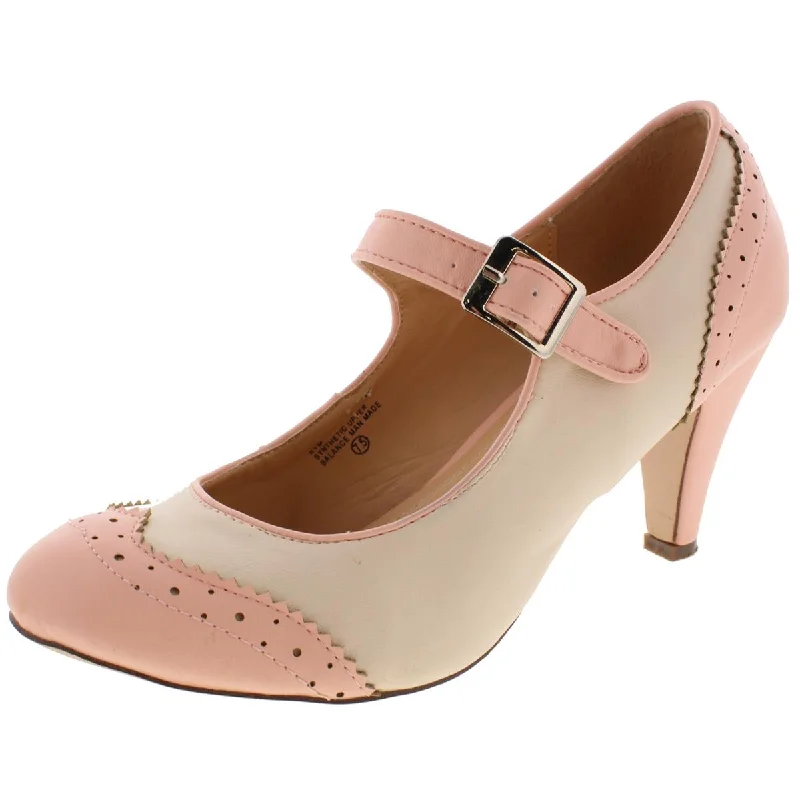 Affordable high heels for kids’ events-J. Adams Womens Kym Faux Leather Wingtip Pumps