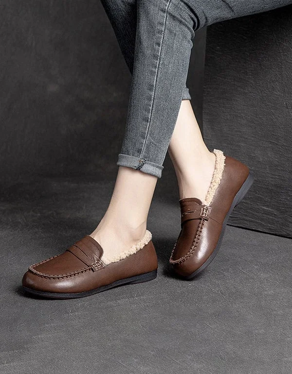 Trendy loafers for chic evenings-Winter Flat-bottomed Cotton Velvet Retro Loafers